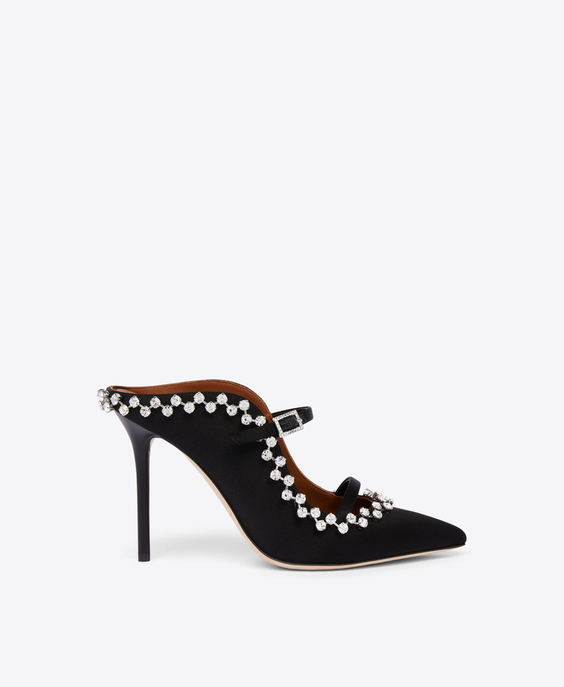 Gala 100 Black Satin Mules 1