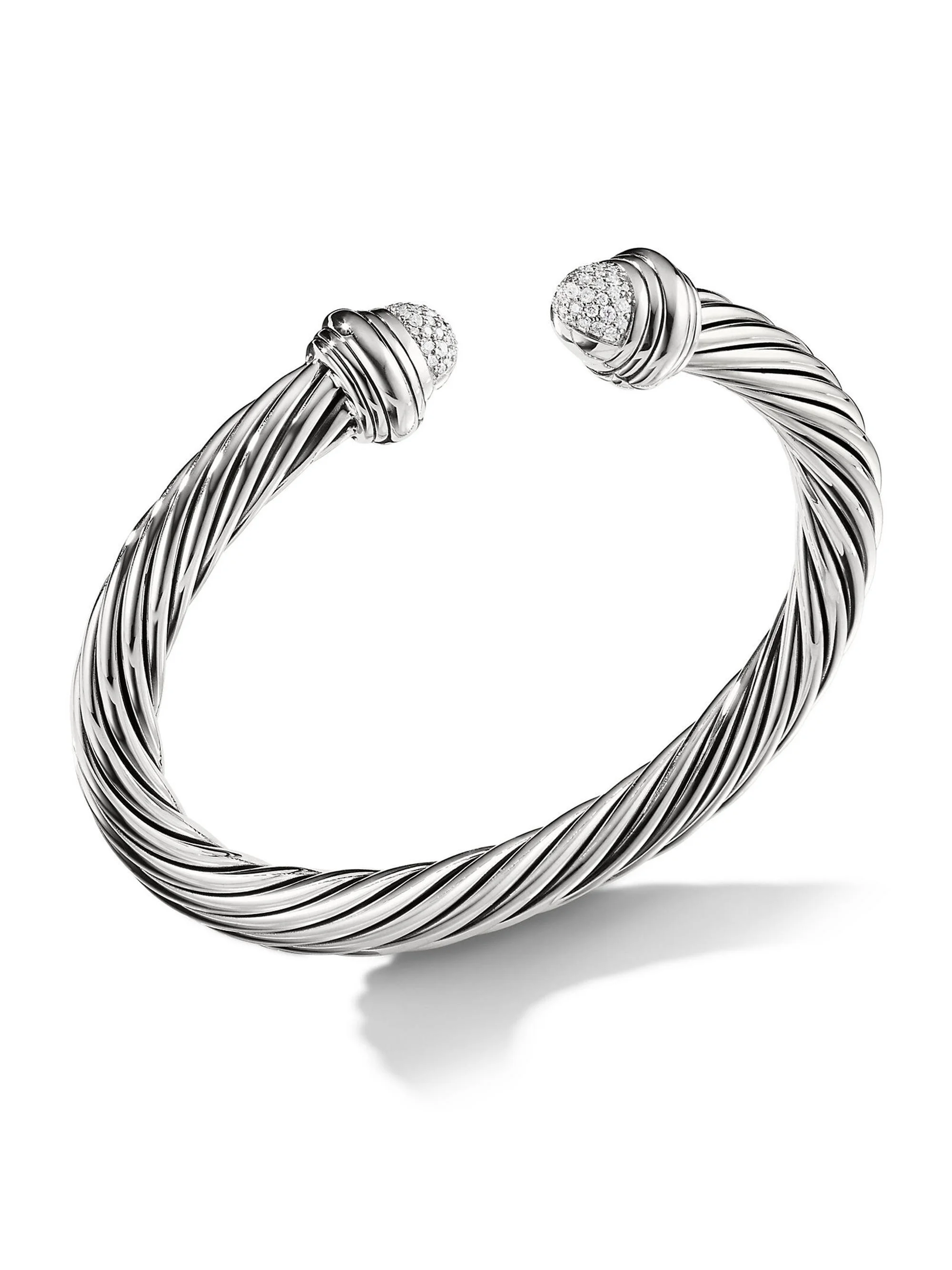 Women's Cable Classics Bracelet with Pavé Diamond Domes - Sterling Silver - 1