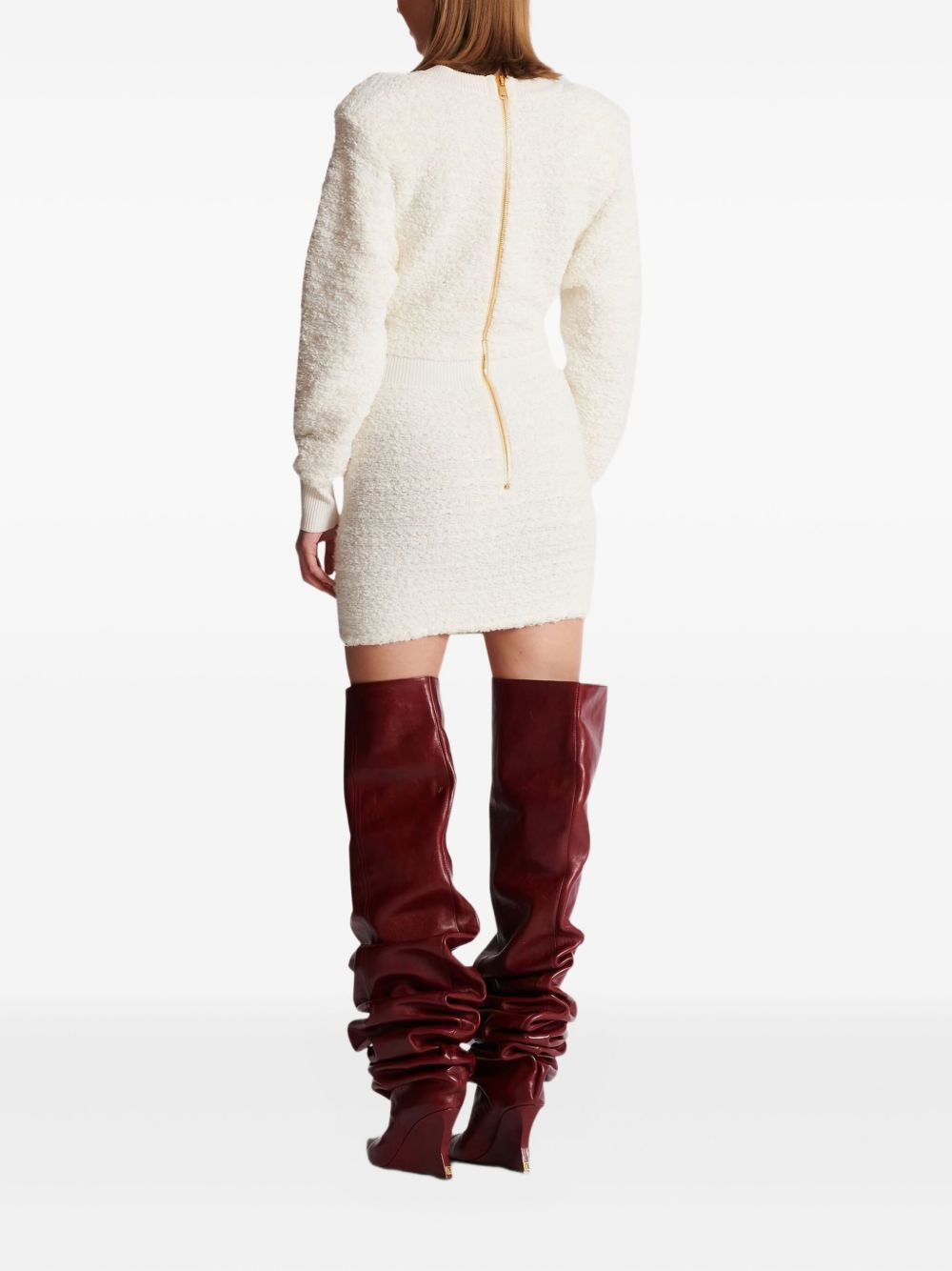 button-embellished tweed mini dress - 3