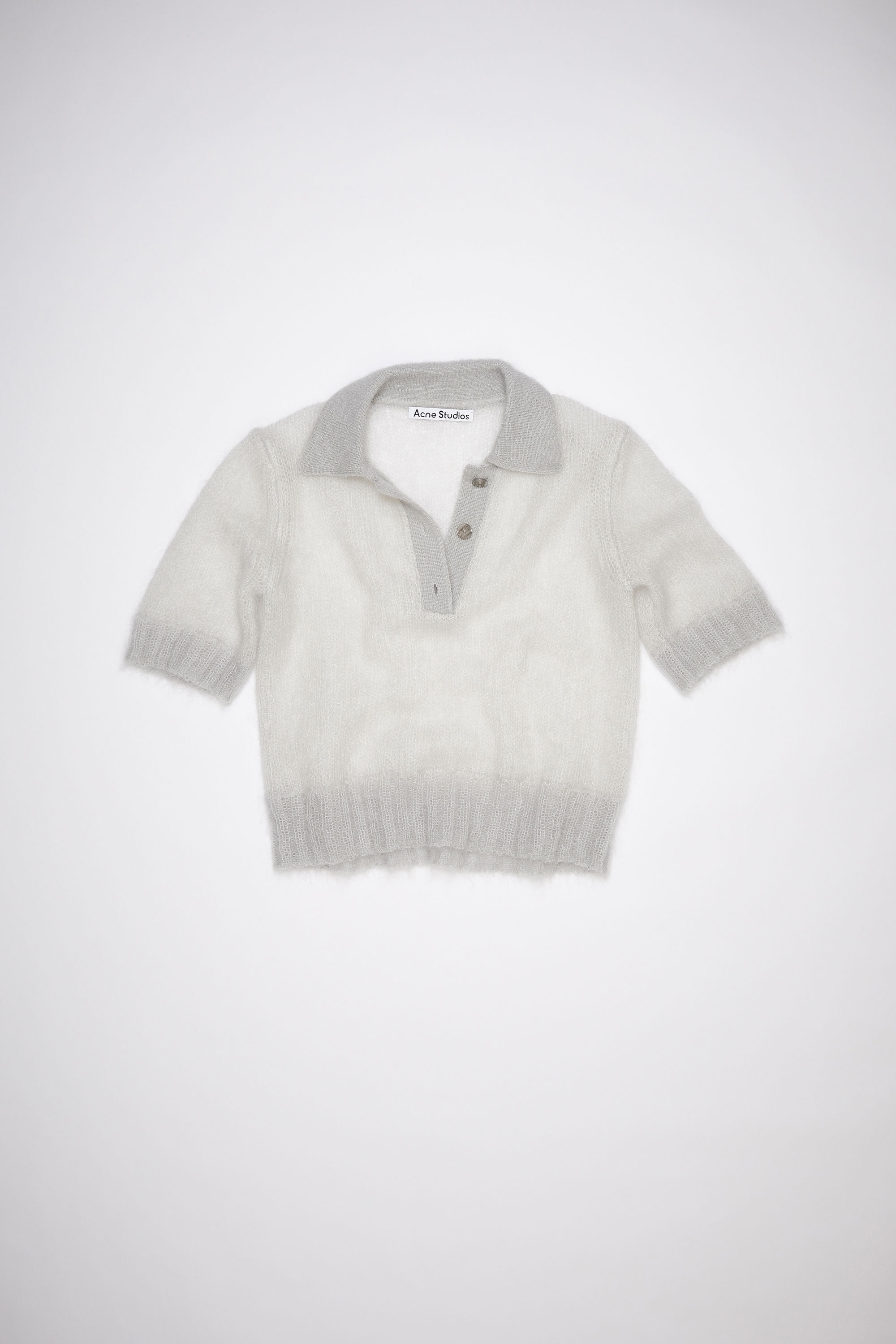 Mohair polo shirt - Pale grey - 1