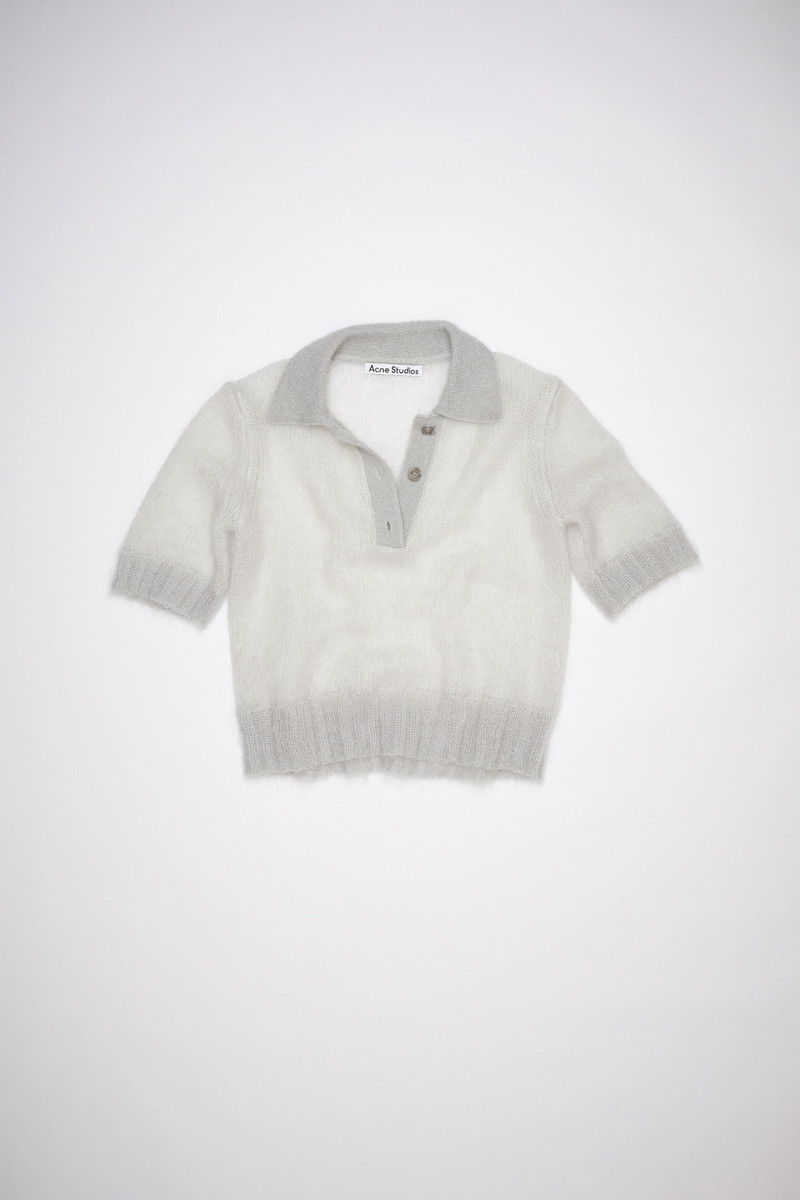 Mohair polo shirt - Pale grey - 1