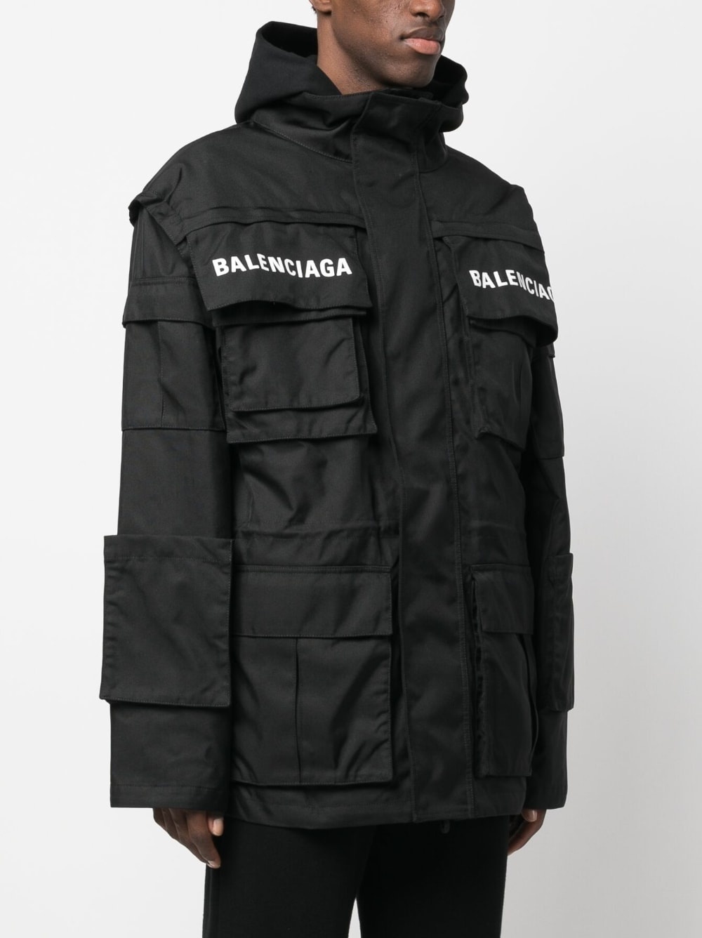 logo-print oversized technical parka - 3