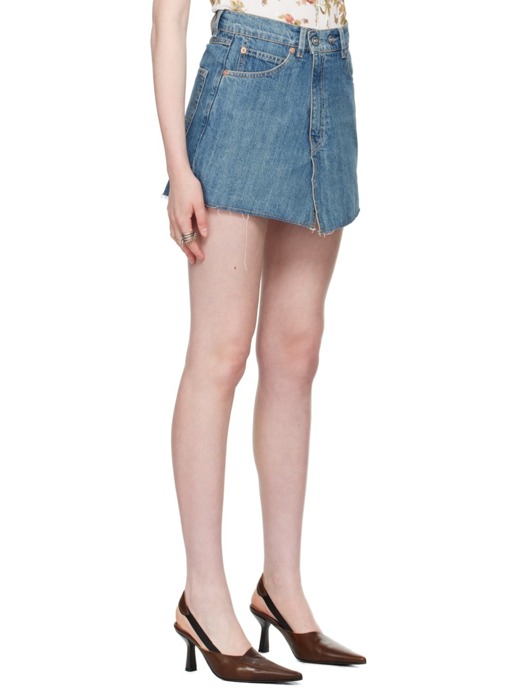 Blue Cover Denim Miniskirt - 2