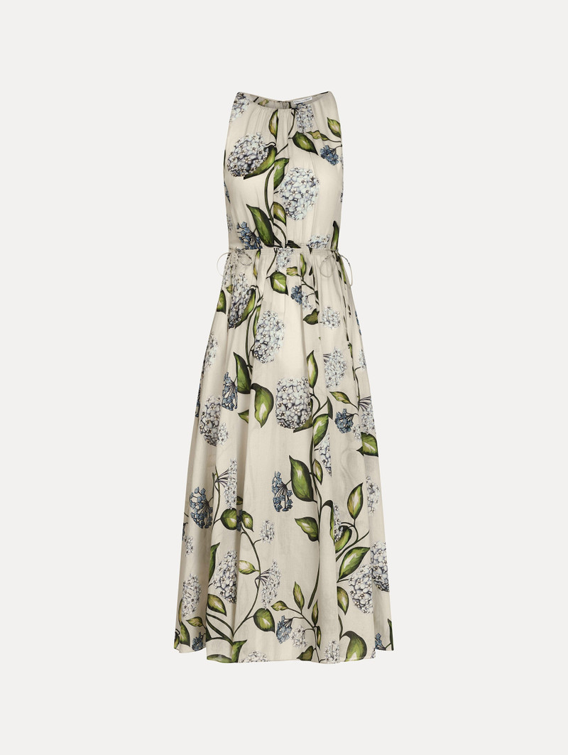 PORCELAIN FLOWER COTTON POPLIN PLEATED DRESS 1