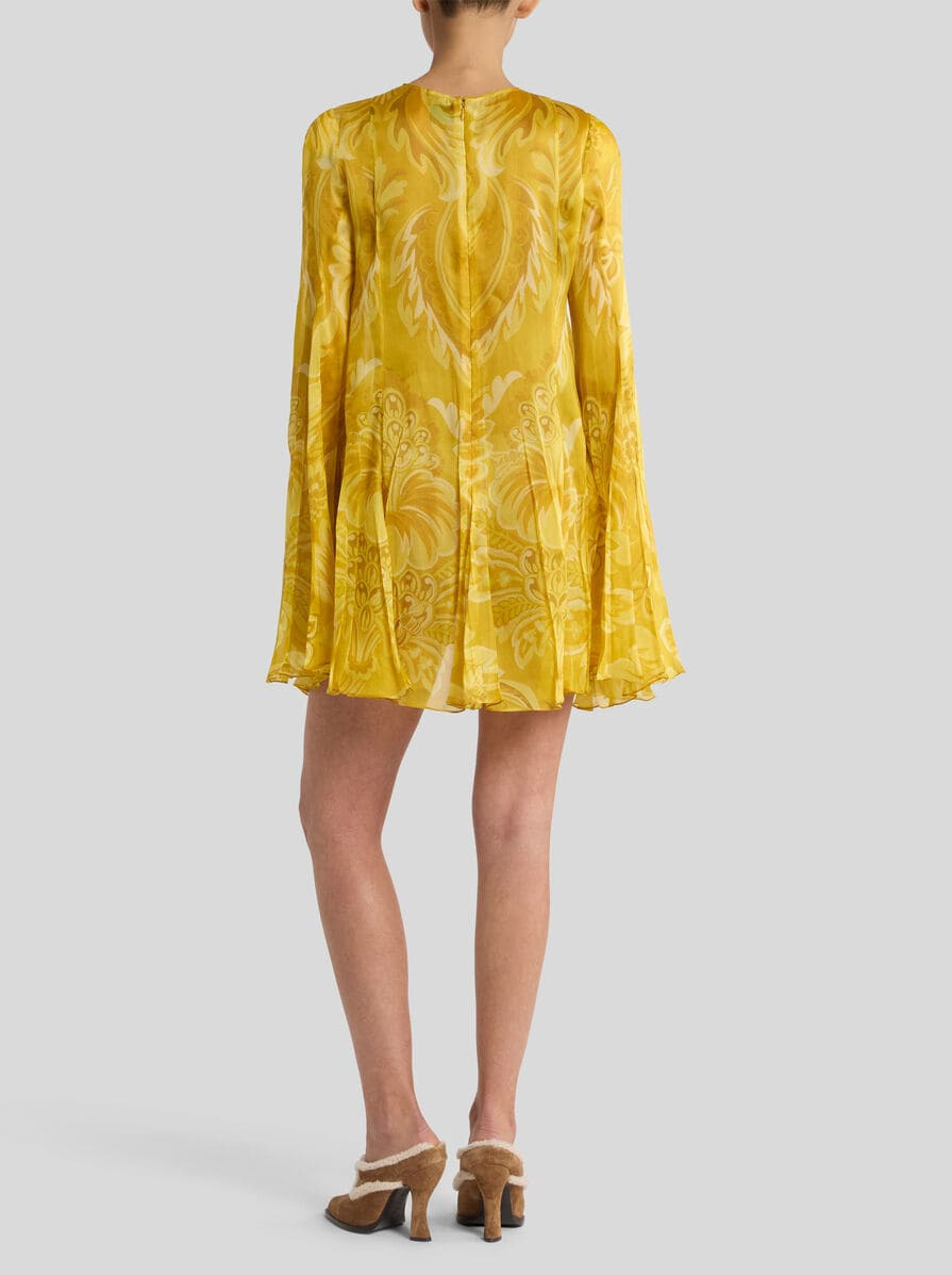 SILK MINI DRESS WITH FLOWER AND BEE MOTIF - 5