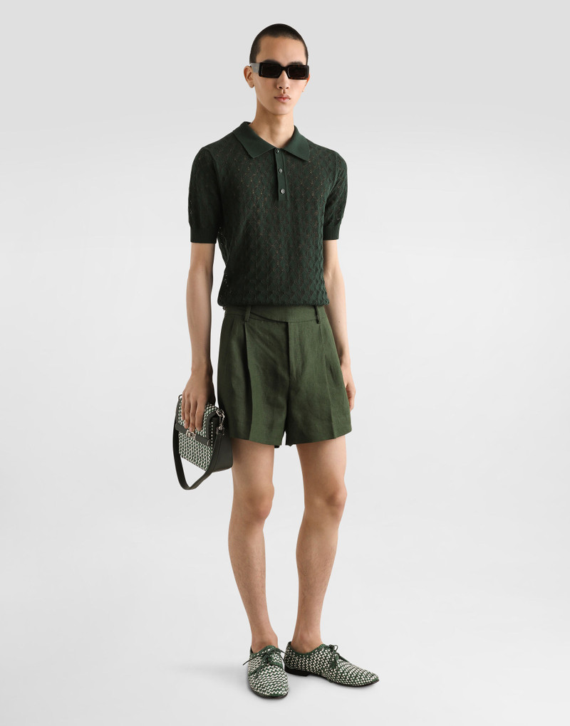 Dolce & Gabbana Short-sleeved cotton openwork polo-shirt outlook