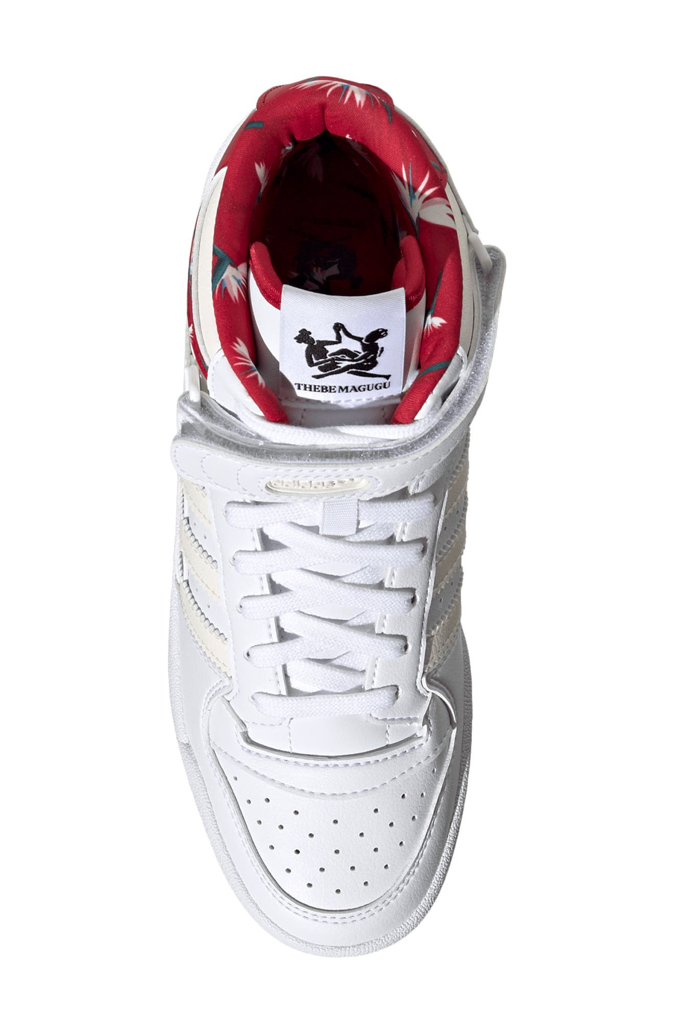 adidas x Thebe Magugu Forum Mid Basketball Shoe in White/Off White/Power Red at Nordstrom - 4