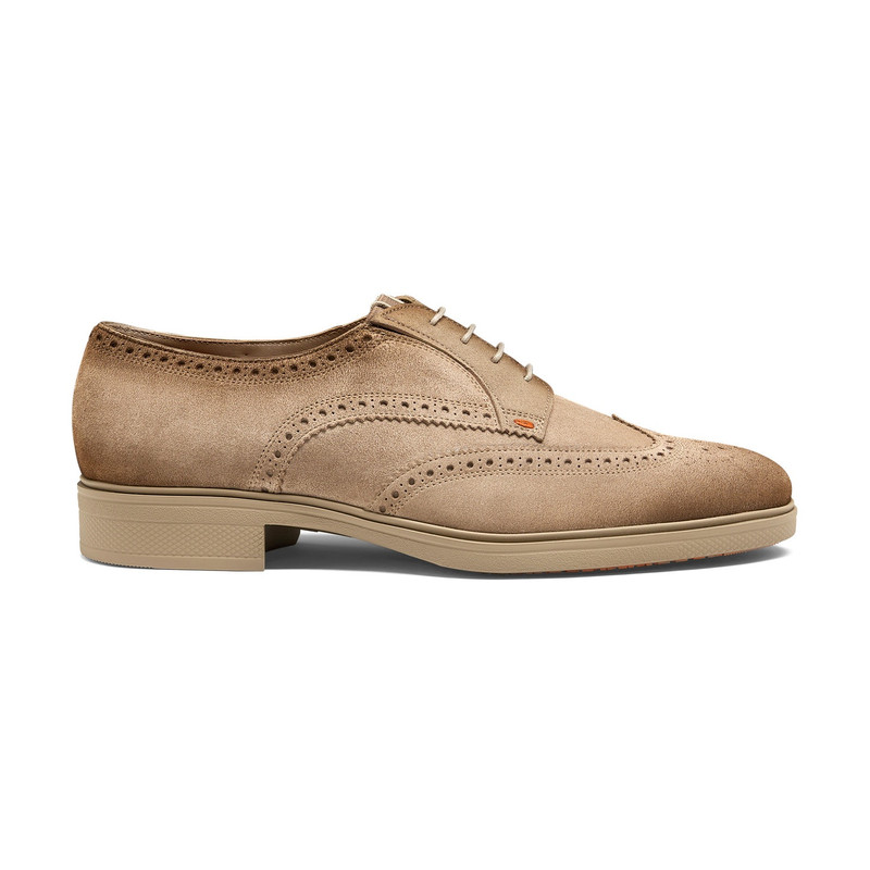 Men's beige suede Easy brogue lace-up 1