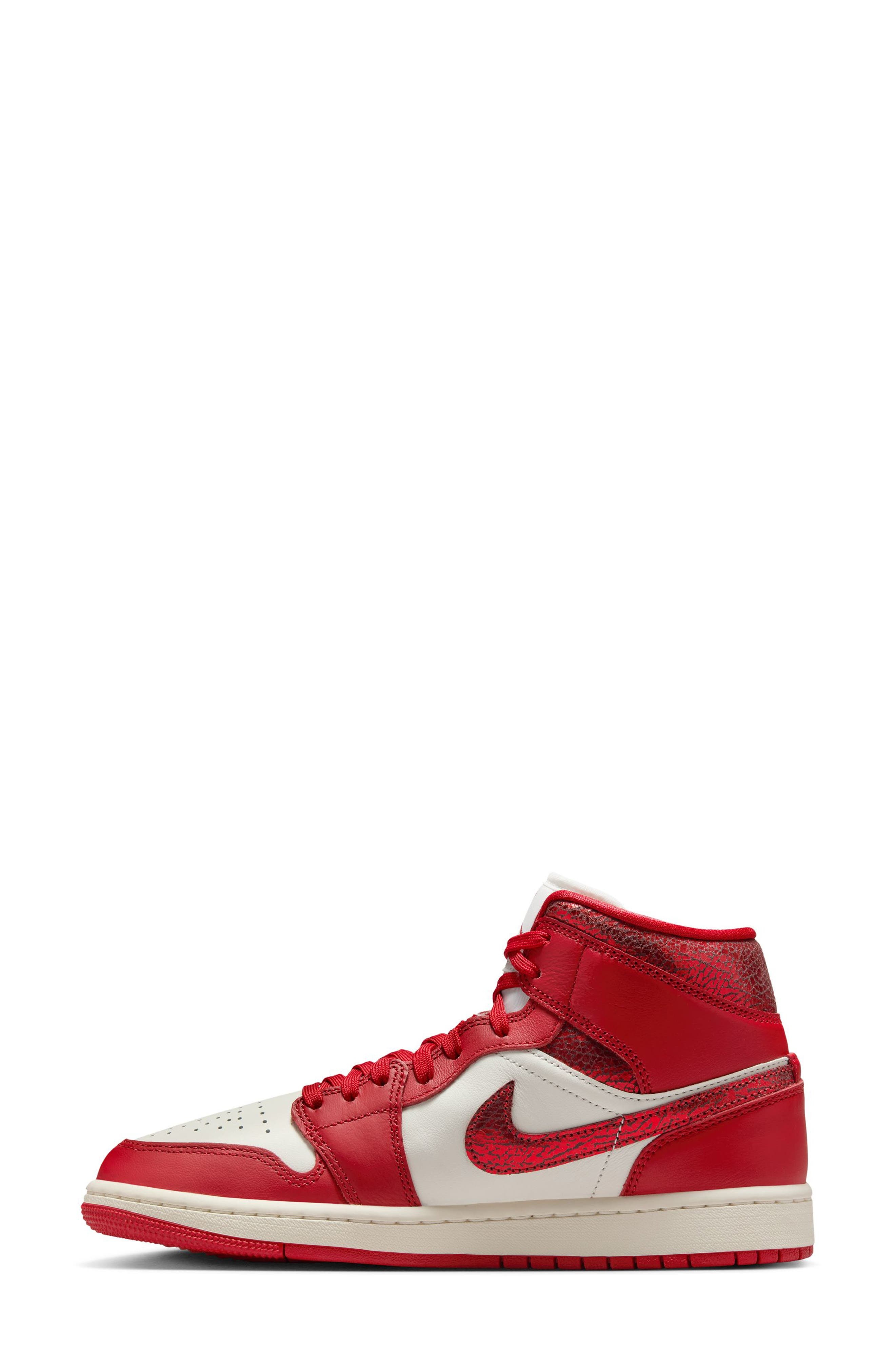 Air Jordan 1 Mid SE Basketball Sneaker in Sail/Varsity Red/Team Red at Nordstrom - 6