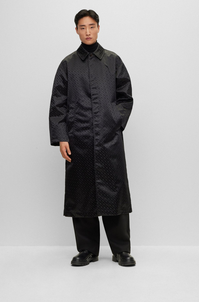 BOSS COATED-JACQUARD COAT WITH CONCEALED PLACKET AND COTTON LINING outlook