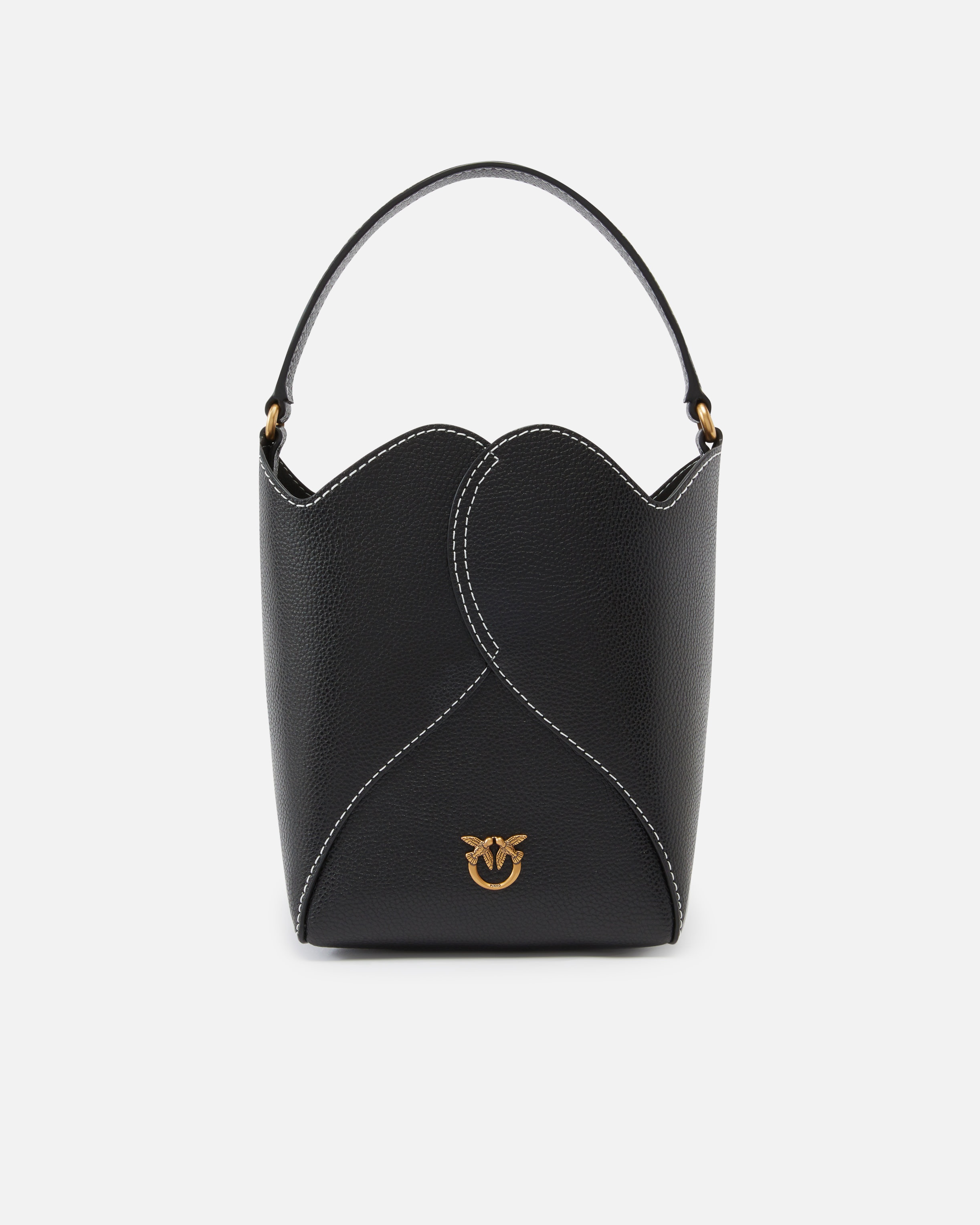 HEART MINI LEATHER BUCKET BAG WITH SHOULDER STRAP - 1