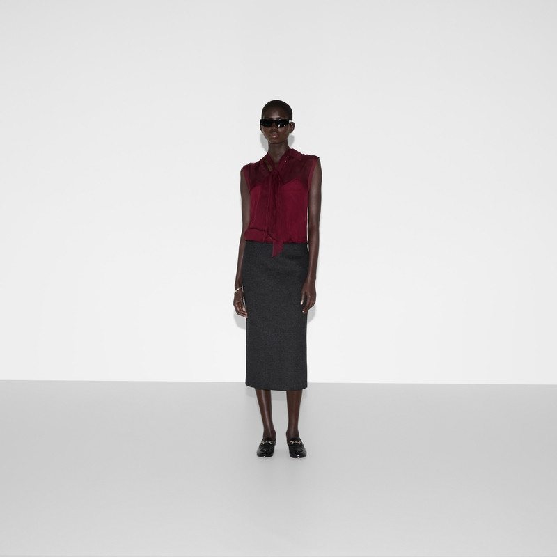 GUCCI Embroidered wool and silk skirt outlook