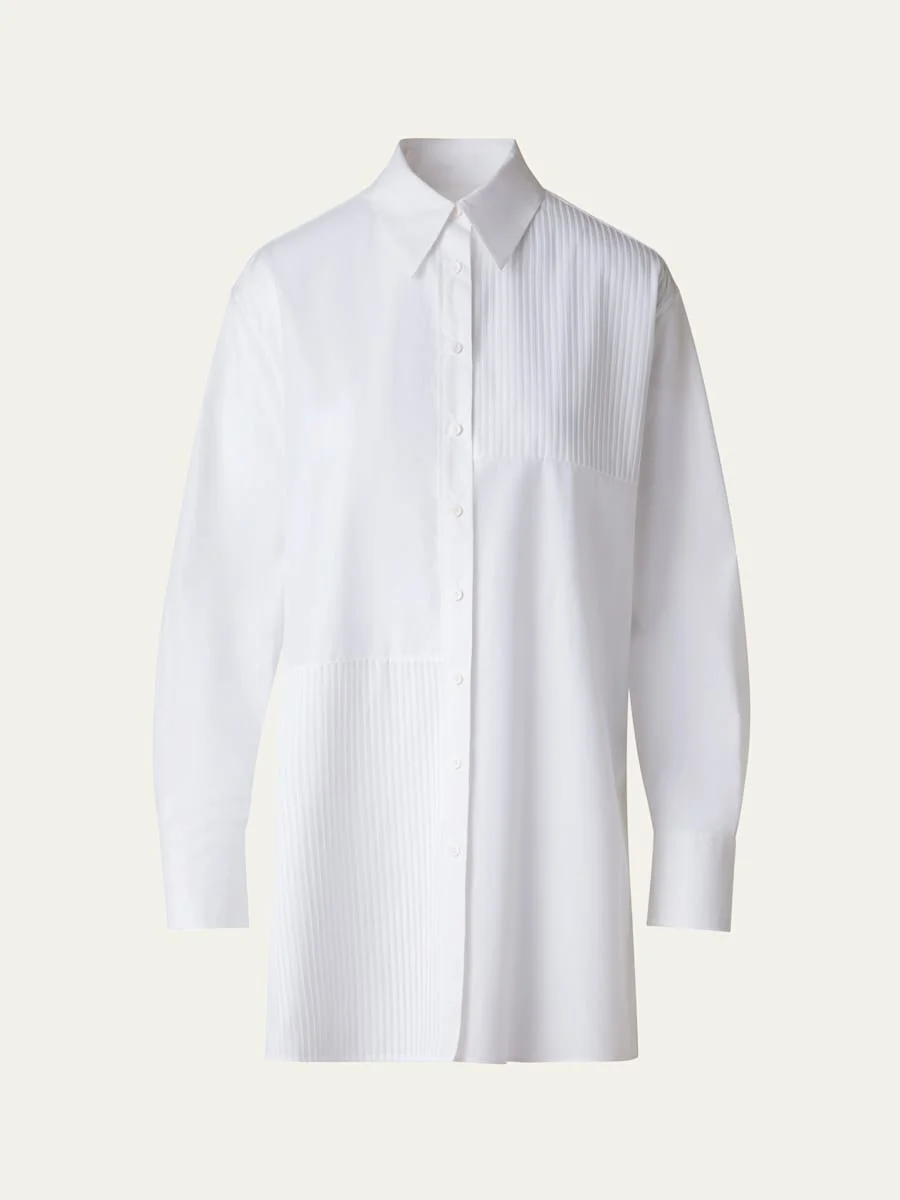 Textured Cotton Voile Oversized Shirt - 1