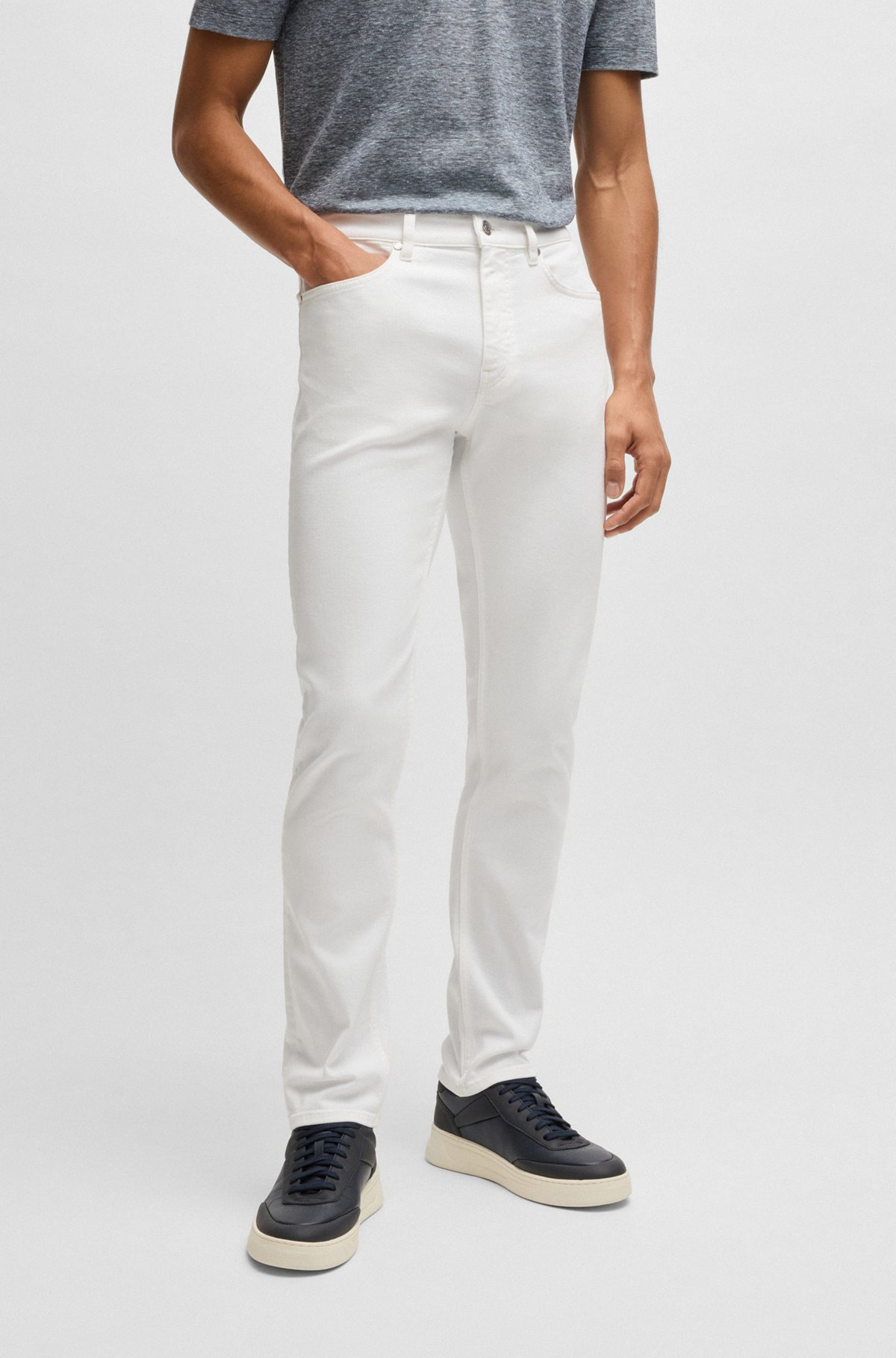 DELAWARE SLIM-FIT JEANS IN WHITE COMFORT-STRETCH DENIM - 2