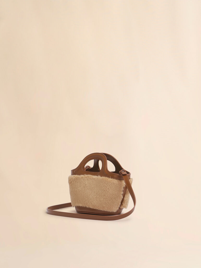 BEIGE TROPICALIA MICRO BAG WITH FUR TRIM - 2