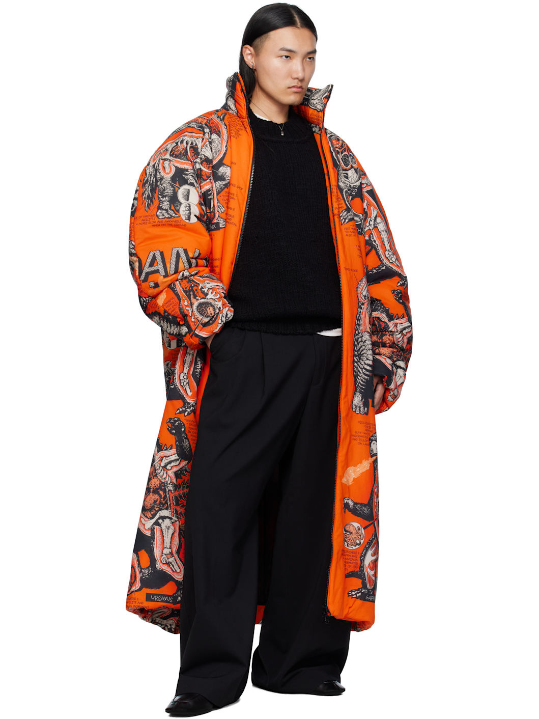 Orange Padded Lowdown Coat - 4