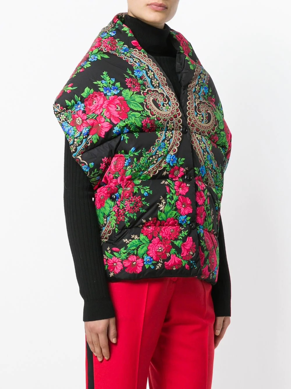 floral print padded cape  - 3