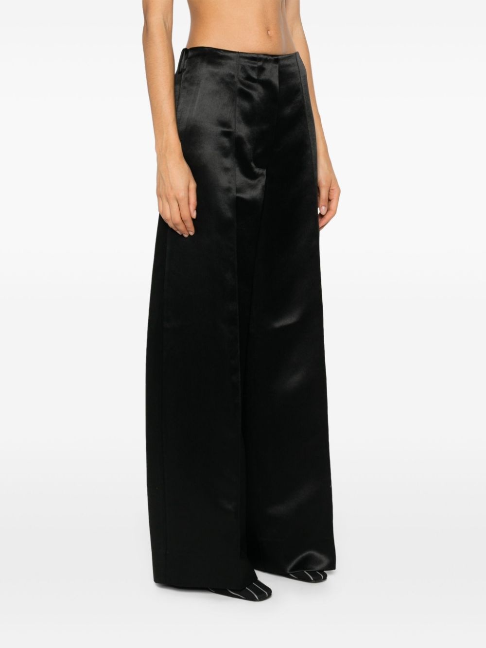 satin raised-seam straight trousers - 3