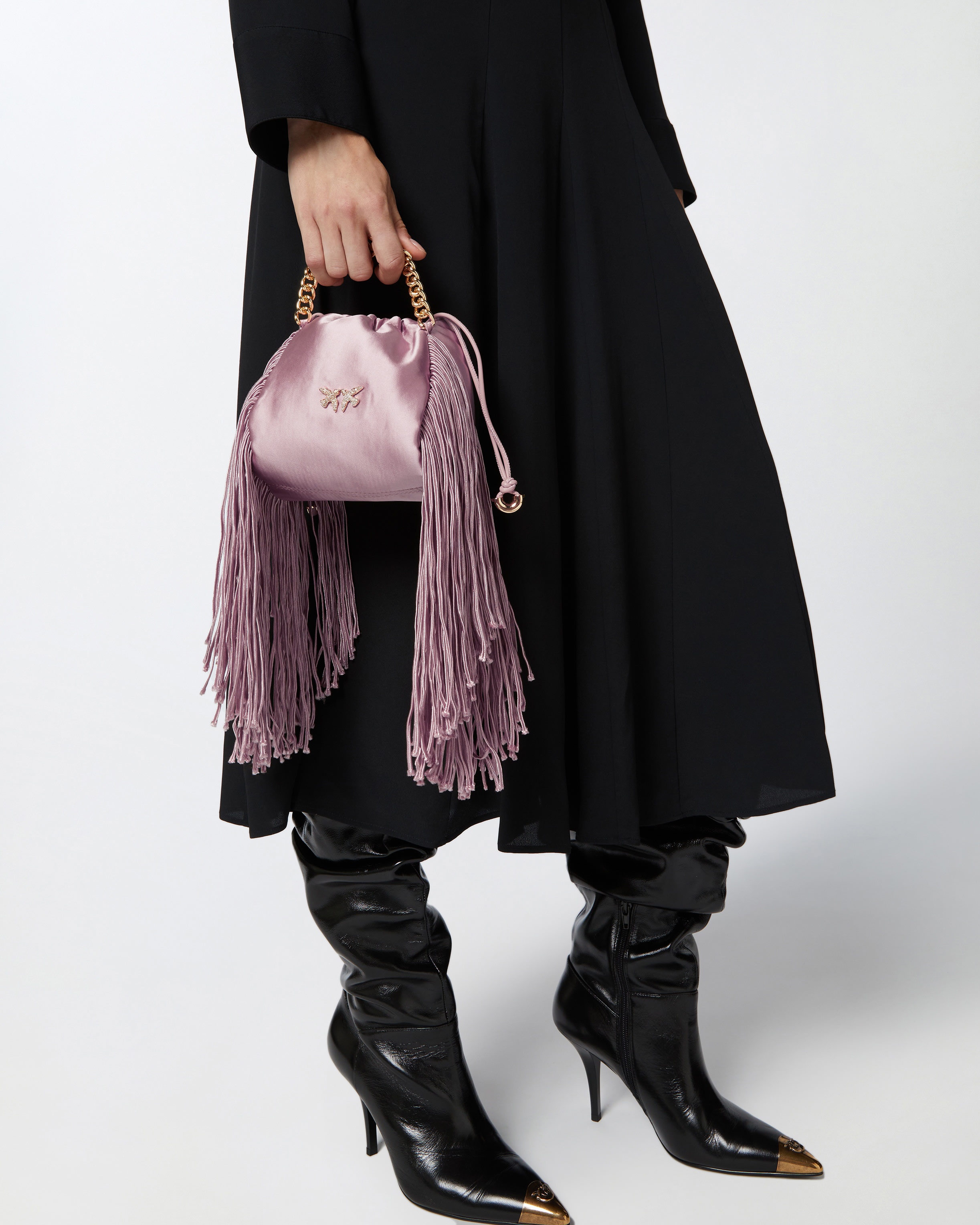 SATIN MINI CLUTCH WITH FRINGING - 6