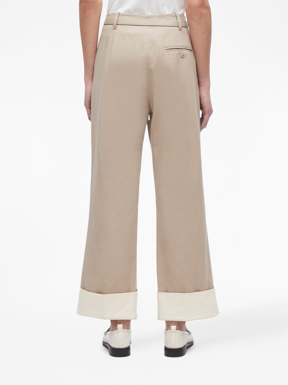 belted cotton flared trousers - 4