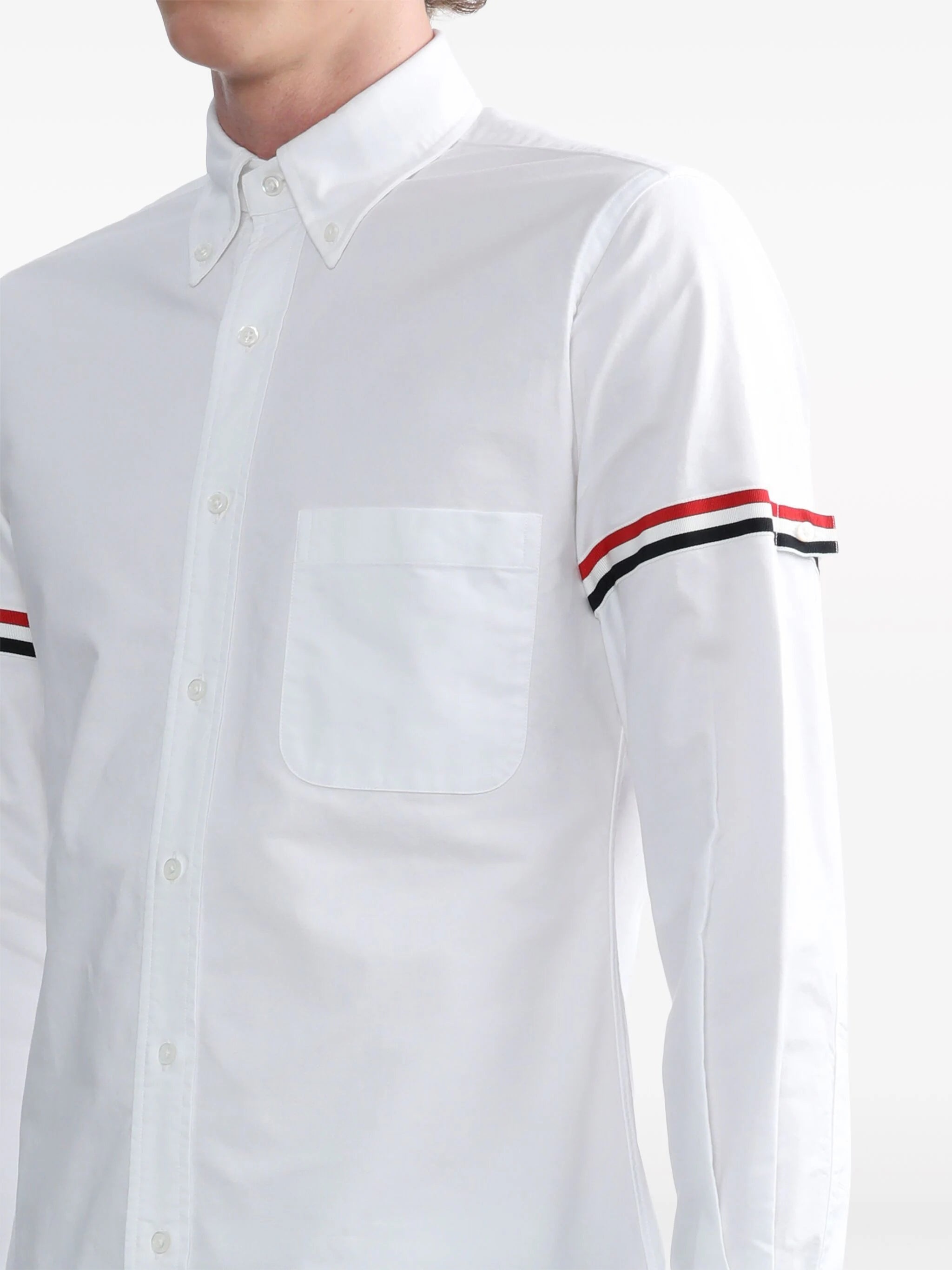 THOM BROWNE Men Classic Long Sleeve Button Down Point Shirt W/ GG Armband In Oxford - 4
