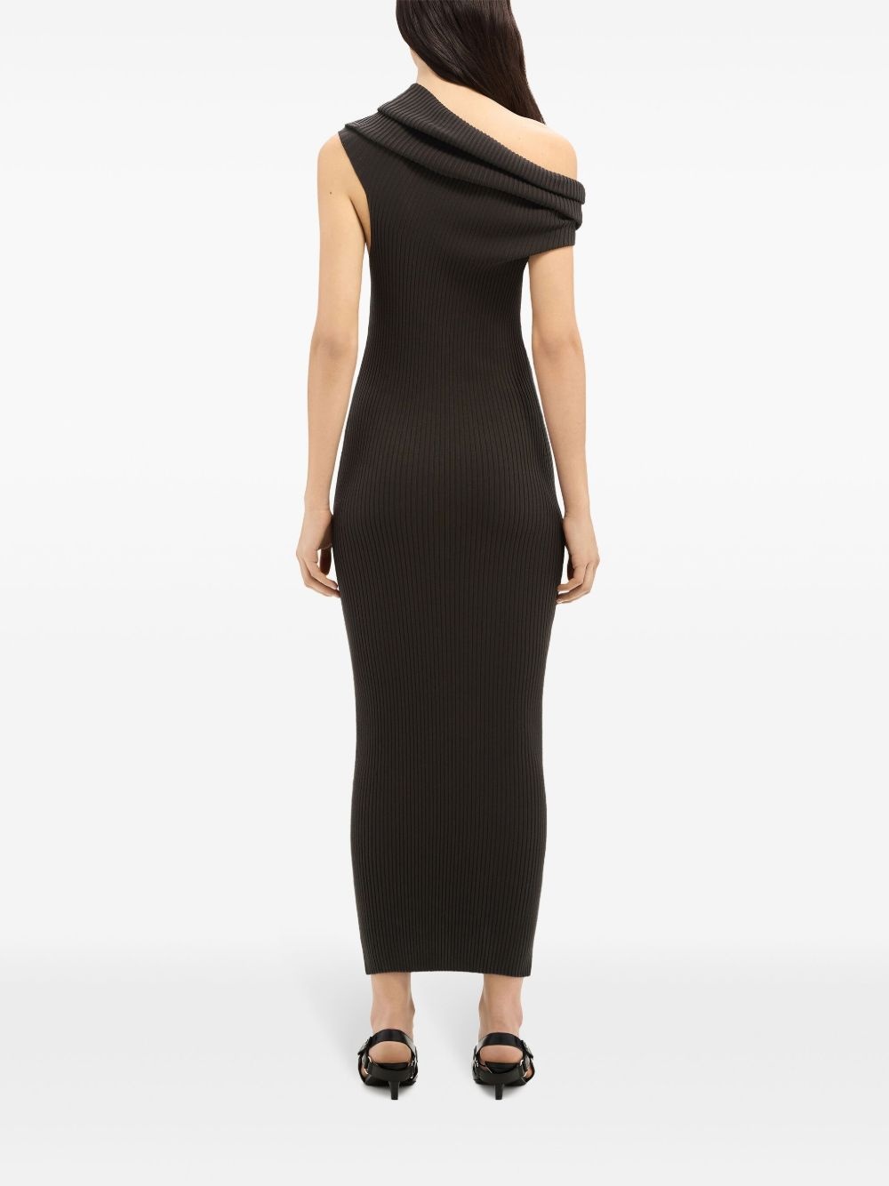 asymetric ribbed-knit long dress - 4