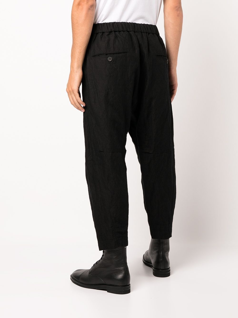 cropped drawstring-waist trousers - 4