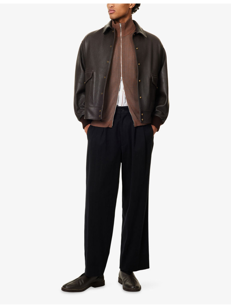 A.PRESSE Pleated Wide-Leg Cotton And Silk Trousers outlook