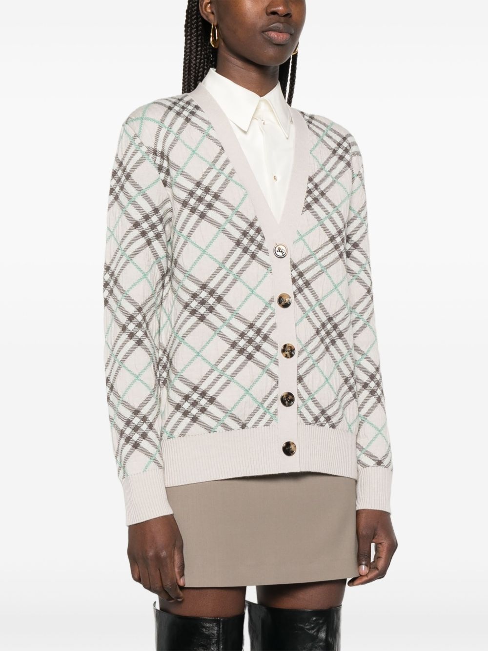checked cardigan - 3