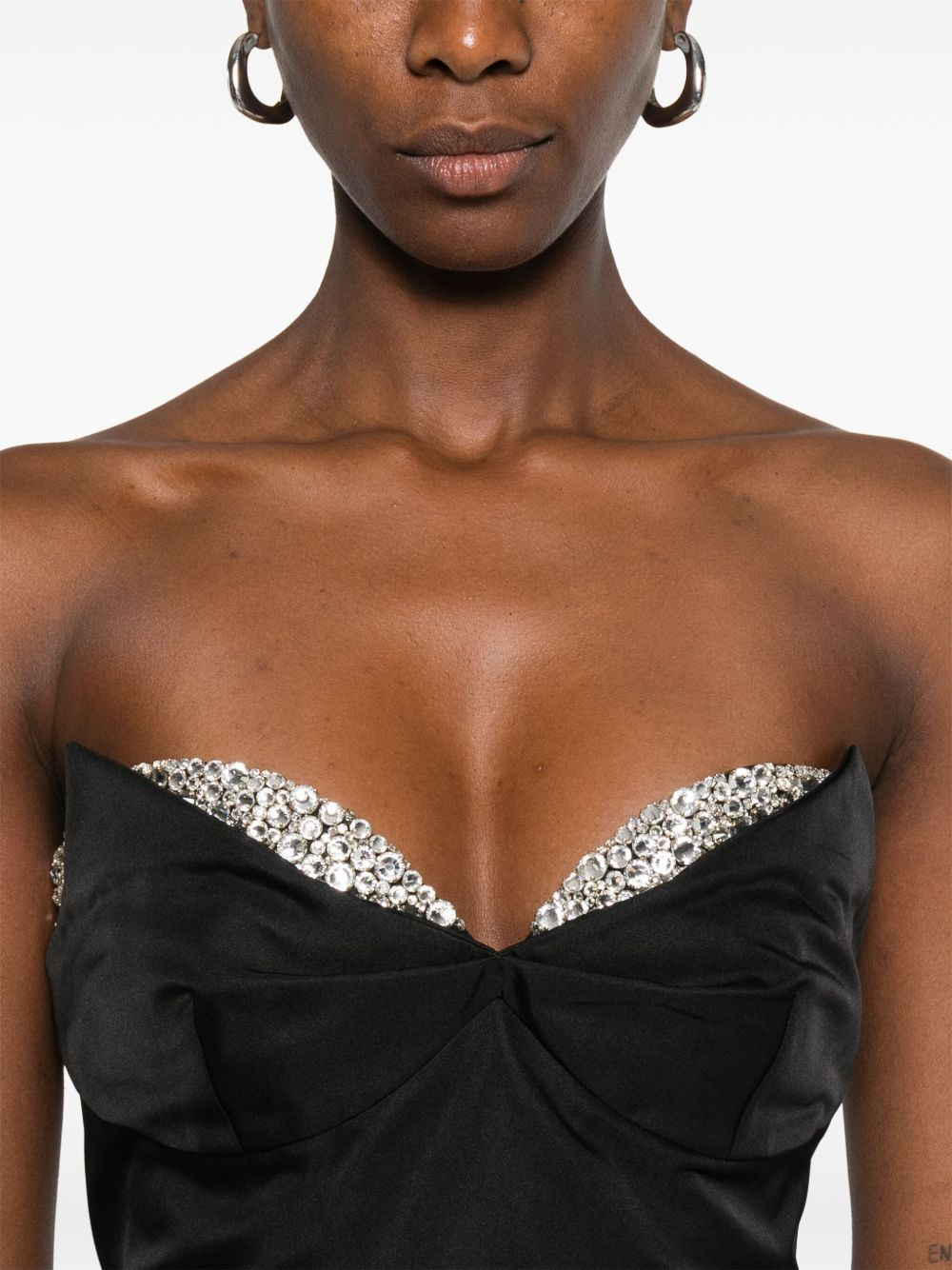 crystal-embellished strapless midi dress - 5