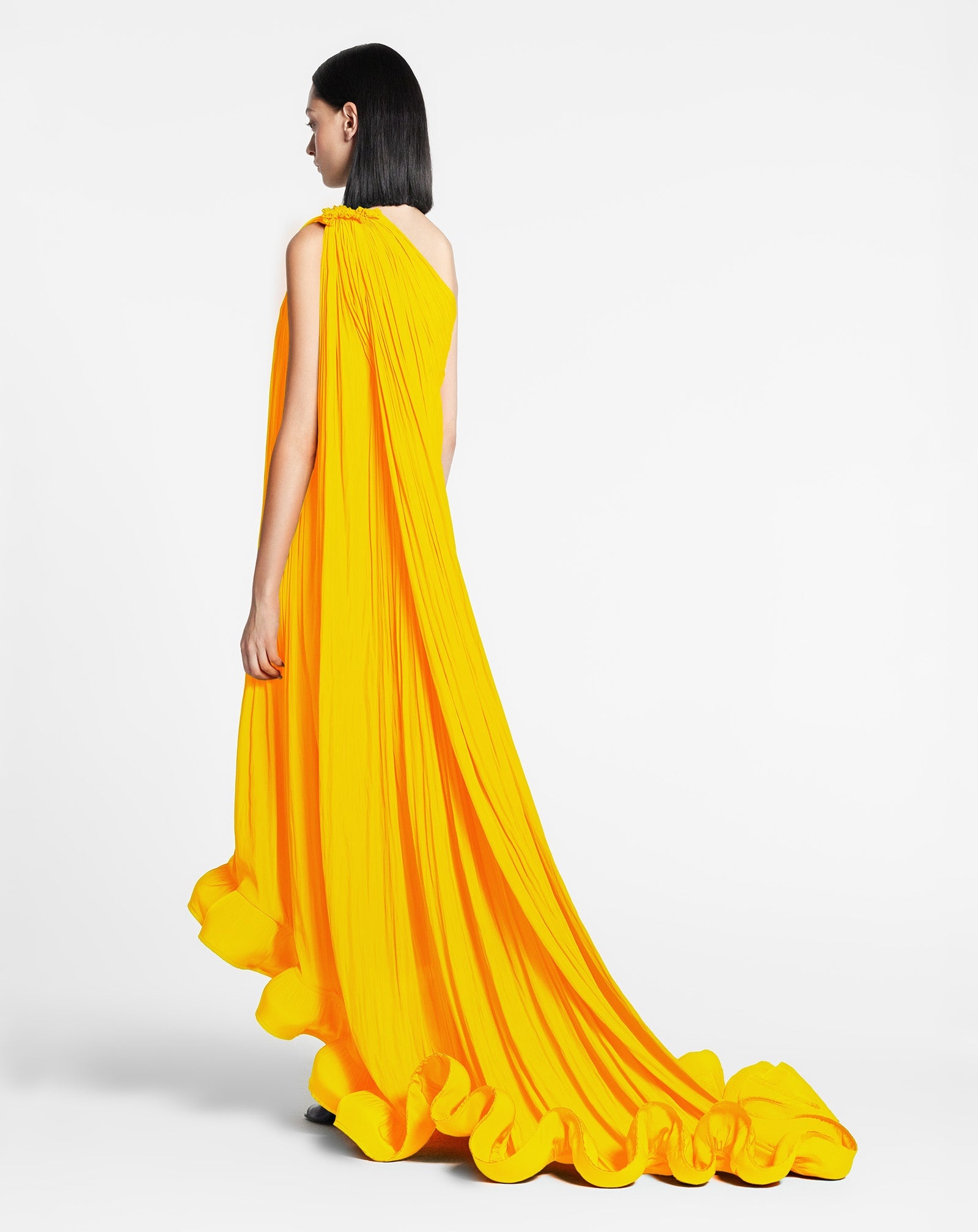LONG CHARMEUSE ASYMETRIC TRIBUTE DRESS - 3