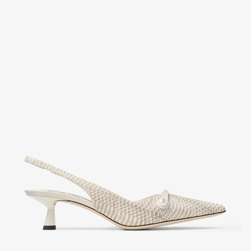 Amita 45 Roccia Aspide Snake Printed Leather Slingback 1