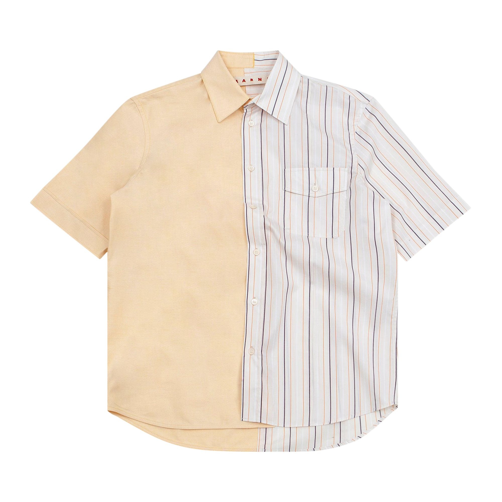 Marni Half Poplin Striped Shirt 'Ivory' - 1