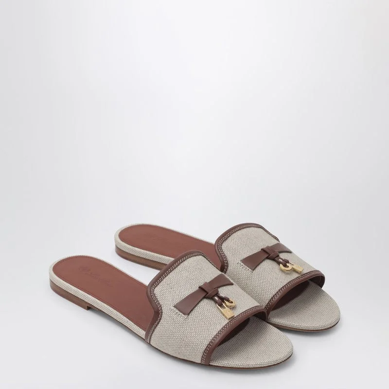Loro Piana Summer Charms Sandals In Cotton And Linen Women - 1