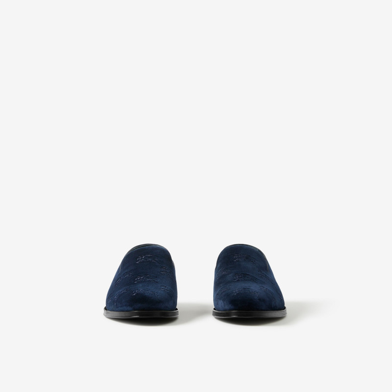 Burberry Embroidered EKD Velvet Loafers outlook