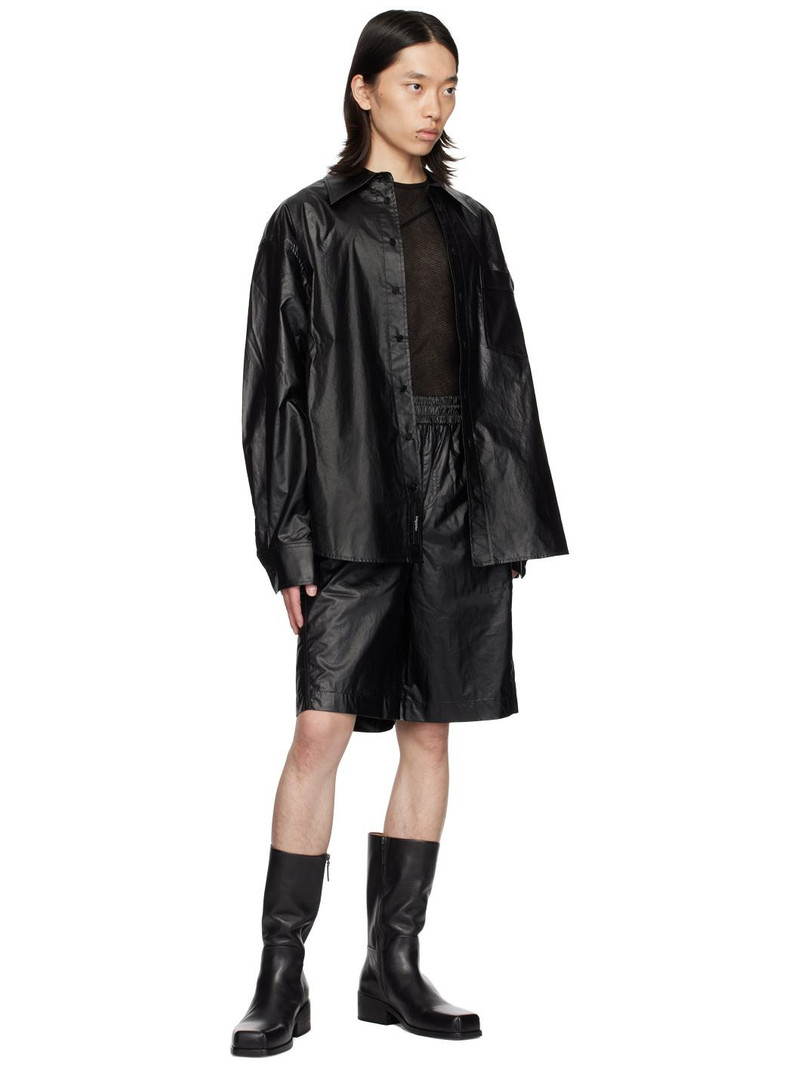lesugiatelier Black Oversized Faux-Leather Shirt outlook
