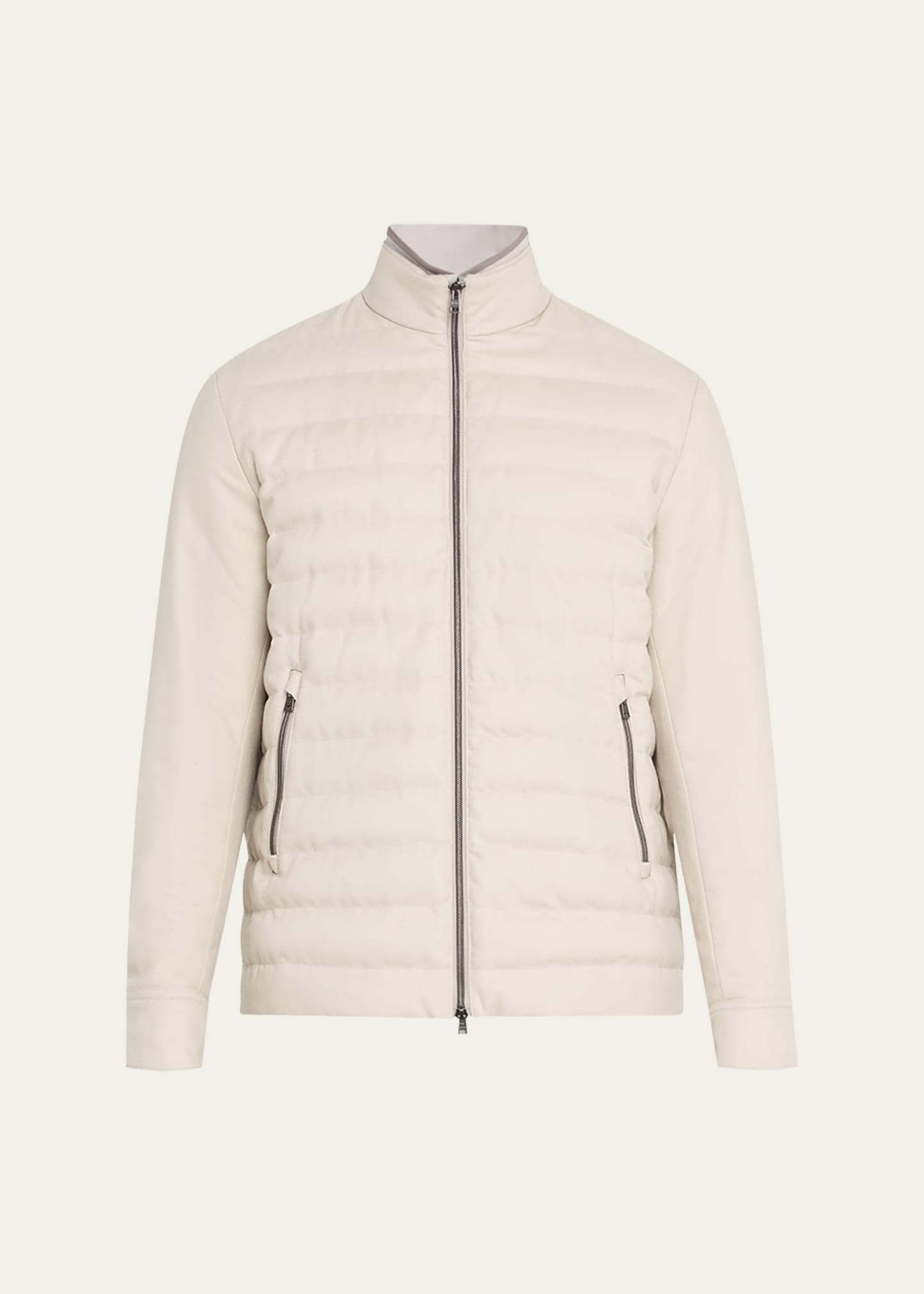 Men's Padded Silk-Cashmere Zip Jacket - 1