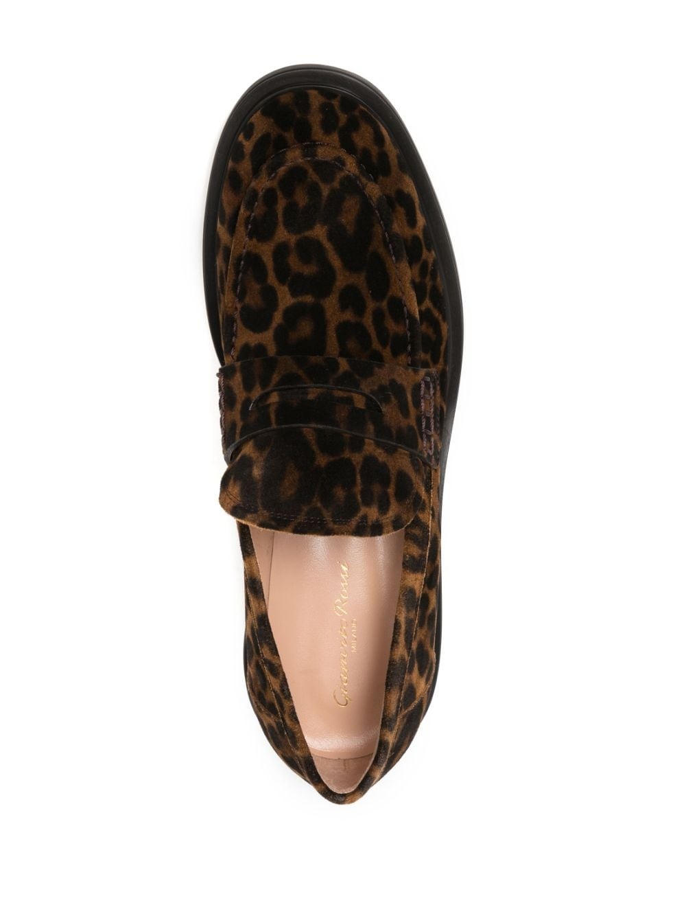 leopard-print leather loafers - 4