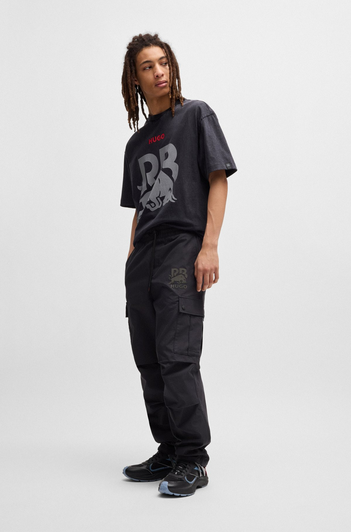 HUGO X RB REGULAR-FIT TROUSERS WITH CARBON STEALTH LOGO - 3