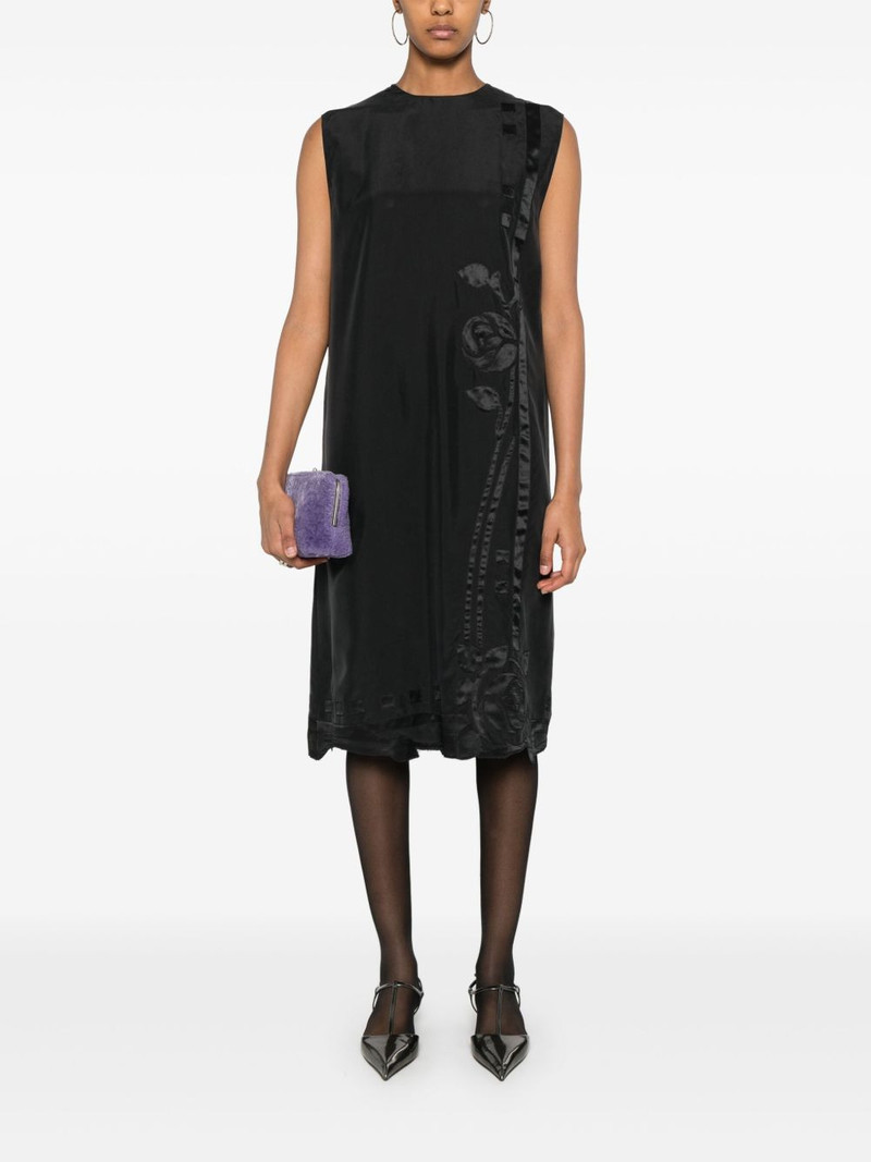 Prada floral-appliqué midi dress outlook