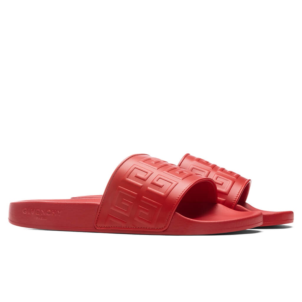 GIVENCHY SLIDE 4G FLAT SANDALS - RED - 3
