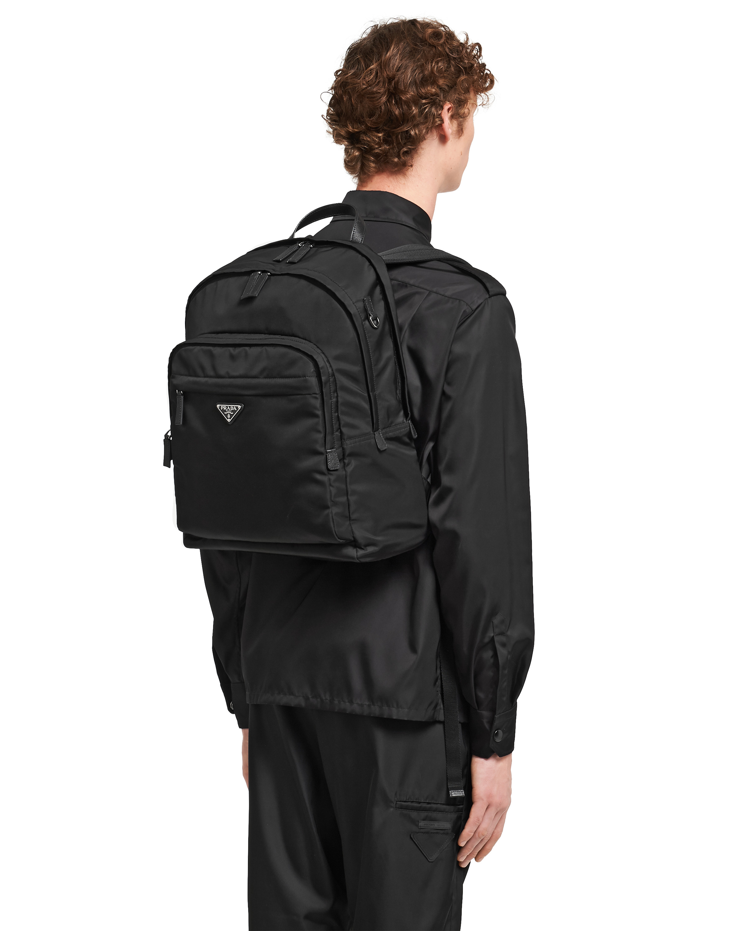 Re-Nylon and Saffiano leather backpack - 2