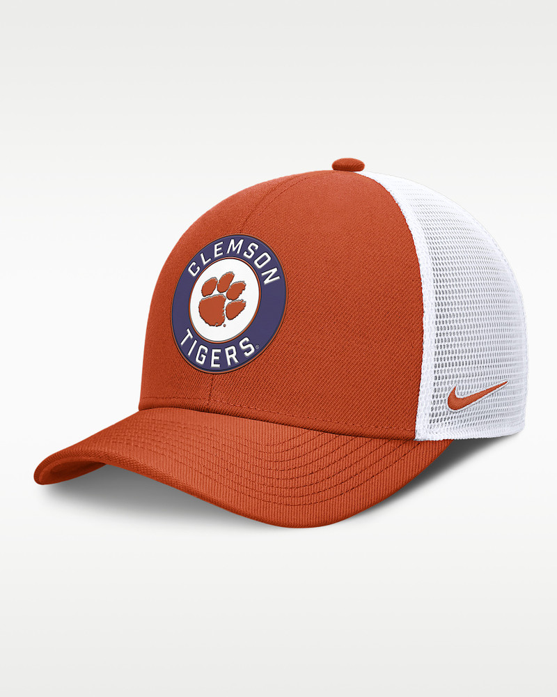 Clemson Primetime Rise Men's Nike Dri-FIT College Trucker Adjustable Hat 1