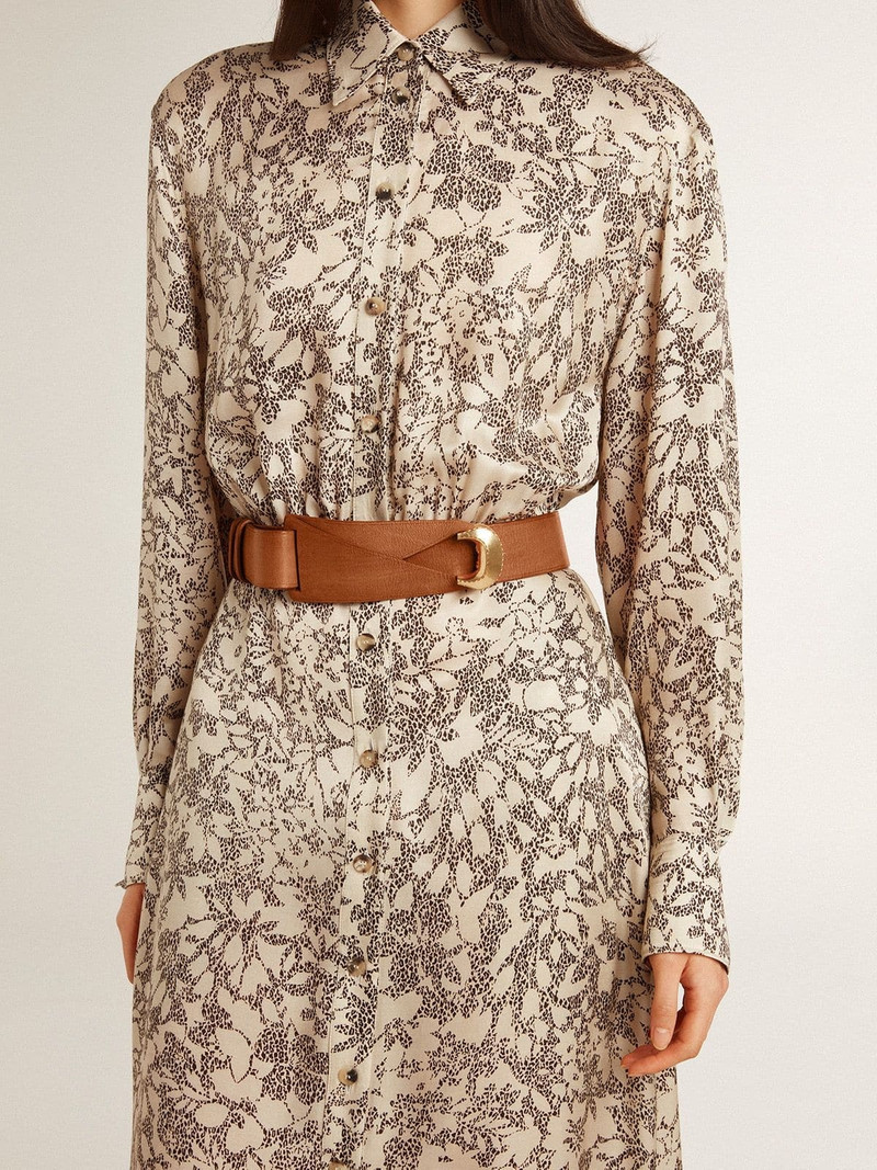 Golden Goose Brown leather belt with semi-circular gold buckle outlook