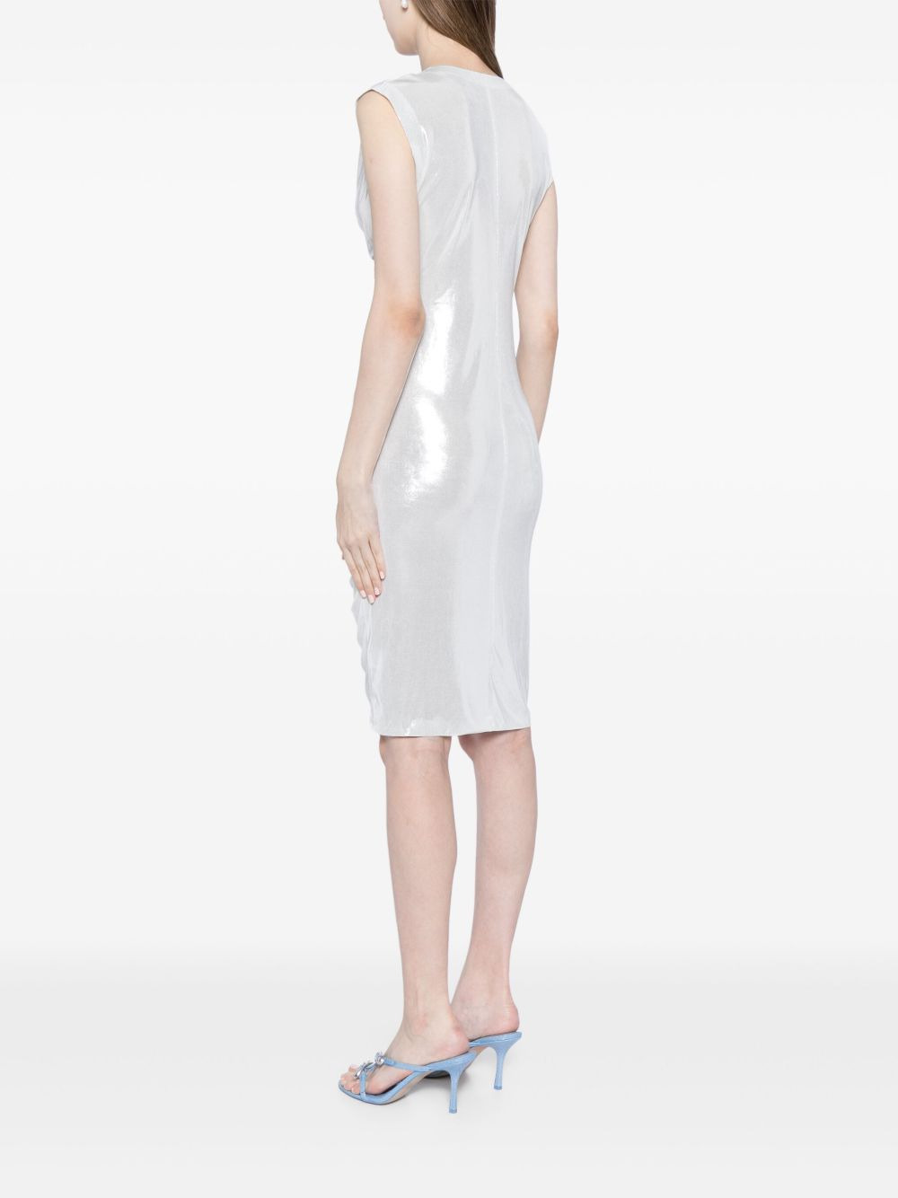 shirred-effect ruched dress - 4