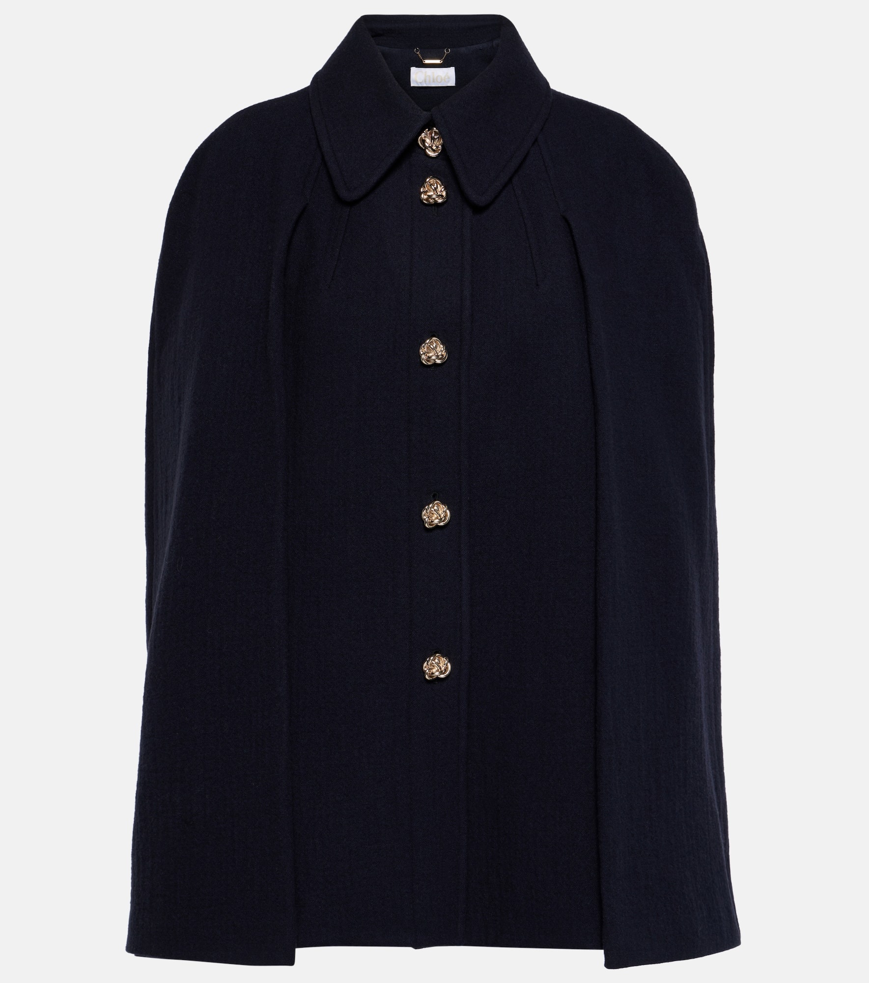 Caped virgin wool coat - 1