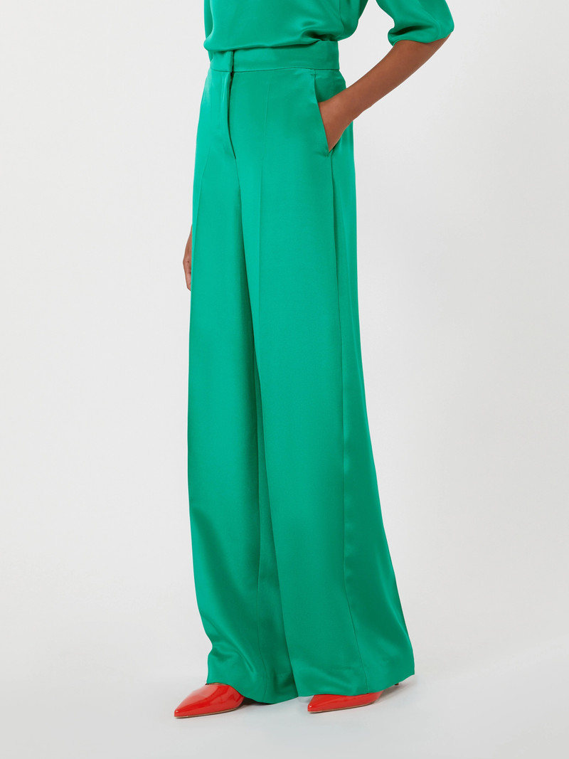 PALANCA Silk crêpe de chine Tuxedo trousers - GREEN 3