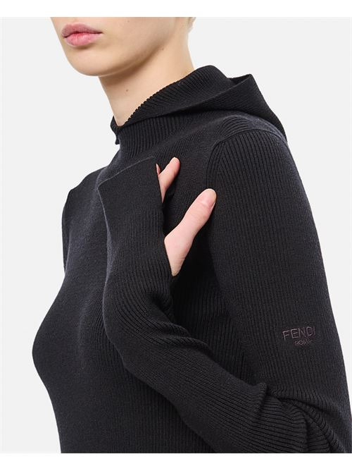 Fendi Women Wool Silk Ribs Mini Dress - 4