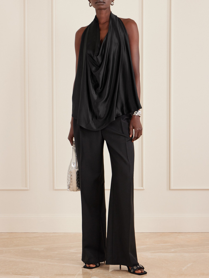 WARDROBE.NYC Draped Silk-satin Halterneck Top outlook
