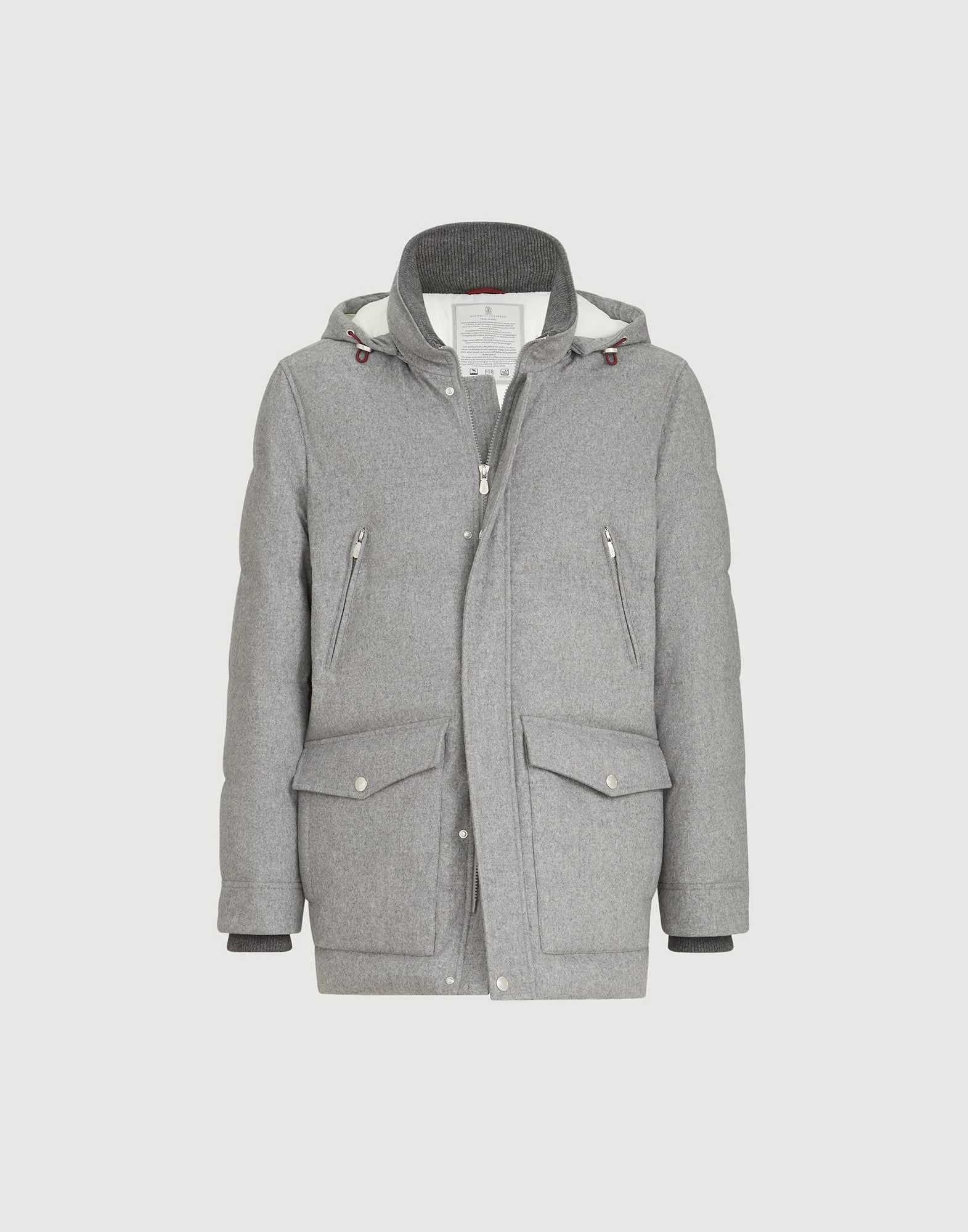 Bonded wool flannel down parka with detachable hood - 1